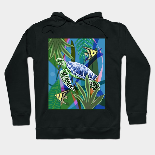 Sea Turtle Fantasy Scene Hoodie by RockettGraph1cs